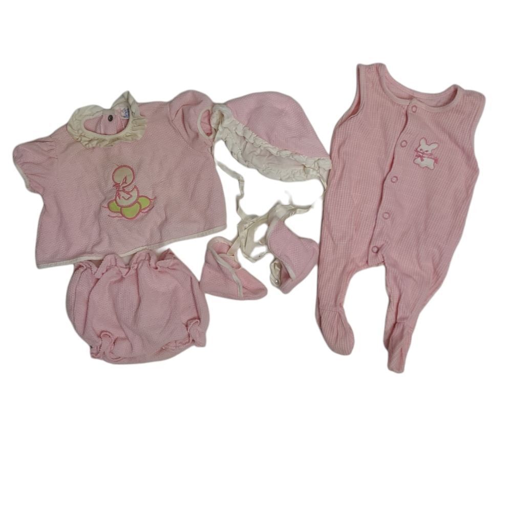 VINTAGE 60s Carter's pink duck bunny baby clothes lot 0-3 months